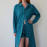 NILA SHORTS, BLUE // GREEN CHECK COTTON