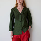 LIV COAT, OLIVE RAW SILK