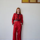 SIVA PANTS, RED RAW SILK