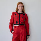 SIVA PANTS, RED RAW SILK