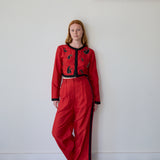 SIVA PANTS, RED RAW SILK