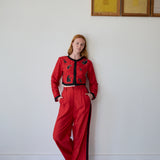 SIVA PANTS, RED RAW SILK