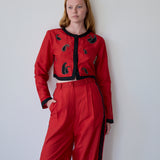 SIVA PANTS, RED RAW SILK