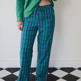 NILA PANTS, BLUE // GREEN CHECK COTTON