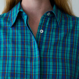 NILA SHIRT, BLUE // GREEN CHECK COTTON