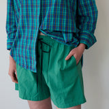 NILA SHIRT, BLUE // GREEN CHECK COTTON