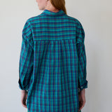 NILA SHIRT, BLUE // GREEN CHECK COTTON