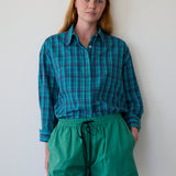 NILA SHIRT, BLUE // GREEN CHECK COTTON