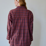 SCARLET SHIRT, CRIMSON RED // ROYAL BLUE CHECK COTTON