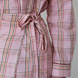 LILY WRAP SKIRT, PINK CHECK COTTON
