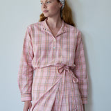 LILY WRAP SKIRT, PINK CHECK COTTON
