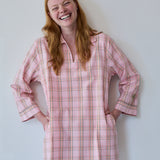 LILY MINI TUNIC, PINK CHECK COTTON
