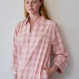 LILY MAXI TUNIC, PINK CHECK COTTON