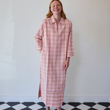 LILY MAXI TUNIC, PINK CHECK COTTON