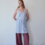 SCARLET PANTS, CRIMSON RED // ROYAL BLUE CHECK COTTON