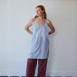 SCARLET PANTS, CRIMSON RED // ROYAL BLUE CHECK COTTON
