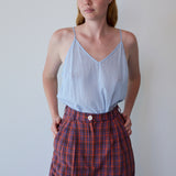 SCARLET PANTS, CRIMSON RED // ROYAL BLUE CHECK COTTON
