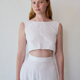 GARDEN WRAP SKIRT, IVORY CHIKAN EMBROIDERY