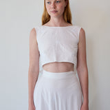 GARDEN WRAP BLOUSE, IVORY CHIKAN EMBROIDERY