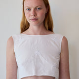 GARDEN WRAP BLOUSE, IVORY CHIKAN EMBROIDERY