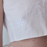GARDEN WRAP BLOUSE, IVORY CHIKAN EMBROIDERY