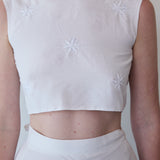 GARDEN WRAP BLOUSE, IVORY CHIKAN EMBROIDERY