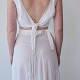 GARDEN WRAP BLOUSE, IVORY CHIKAN EMBROIDERY