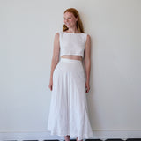 GARDEN WRAP SKIRT, IVORY CHIKAN EMBROIDERY