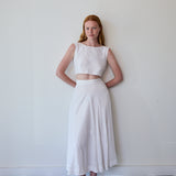 GARDEN WRAP BLOUSE, IVORY CHIKAN EMBROIDERY