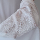 GARDEN WRAP SKIRT, IVORY CHIKAN EMBROIDERY