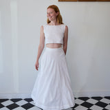 GARDEN WRAP SKIRT, IVORY CHIKAN EMBROIDERY