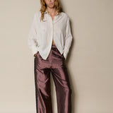 LOTUS SHIRT, IVORY STRIPE HANDLOOM COTTON