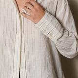 LOTUS SHIRT, IVORY STRIPE HANDLOOM COTTON