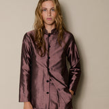 SIVA JACKET, CHOCOLATE BROWN RAW SILK