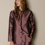 SIVA JACKET, CHOCOLATE BROWN RAW SILK