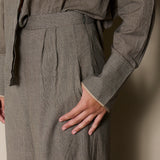 LOTUS PANT, BROWN CHECK HANDLOOM COTTON