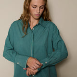 LOTUS SHIRT, MINT GREEN STRIPE COTTON