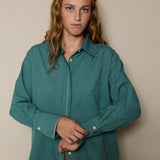 LOTUS SHIRT, MINT GREEN STRIPE COTTON