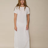 RAYA SWING DRESS, IVORY STRIPE HANDLOOM COTTON