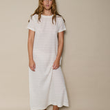 RAYA SWING DRESS, IVORY STRIPE HANDLOOM COTTON