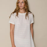 RAYA SWING DRESS, IVORY STRIPE HANDLOOM COTTON
