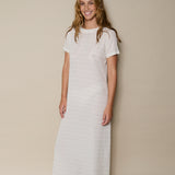 RAYA SWING DRESS, IVORY STRIPE HANDLOOM COTTON