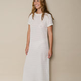 RAYA SWING DRESS, IVORY STRIPE HANDLOOM COTTON