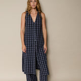 TULIPA VEST, BLACK  // GREY CHECK COTTON