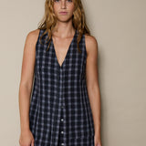 TULIPA VEST, BLACK  // GREY CHECK COTTON