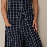 TULIPA VEST, BLACK  // GREY CHECK COTTON