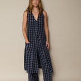 TULIPA PANT, BLACK  // GREY CHECK COTTON