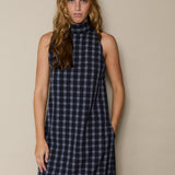 TULIPA HALTER VEST, BLACK  // GREY CHECK COTTON