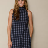 TULIPA HALTER VEST, BLACK  // GREY CHECK COTTON