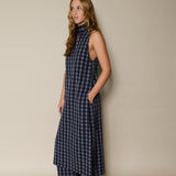 TULIPA PANT, BLACK  // GREY CHECK COTTON